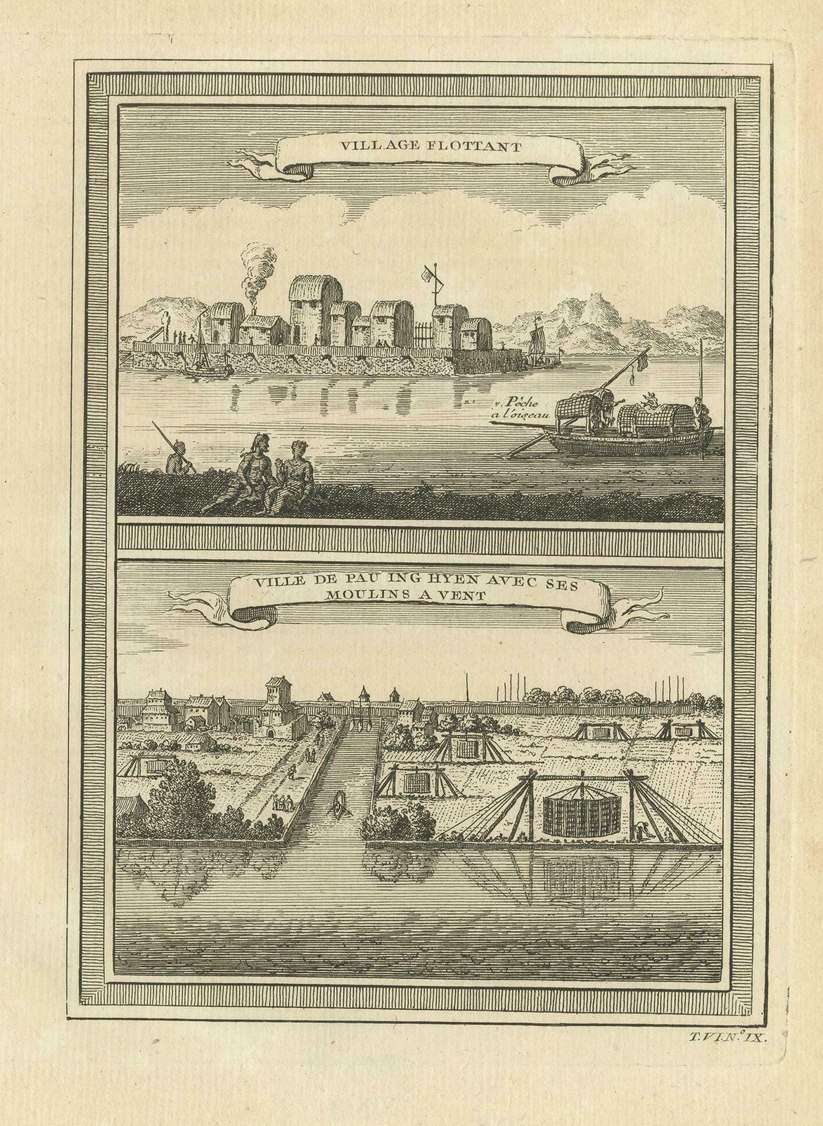 Antique Print Of Two Chinese Villages, 1748 photo furniture