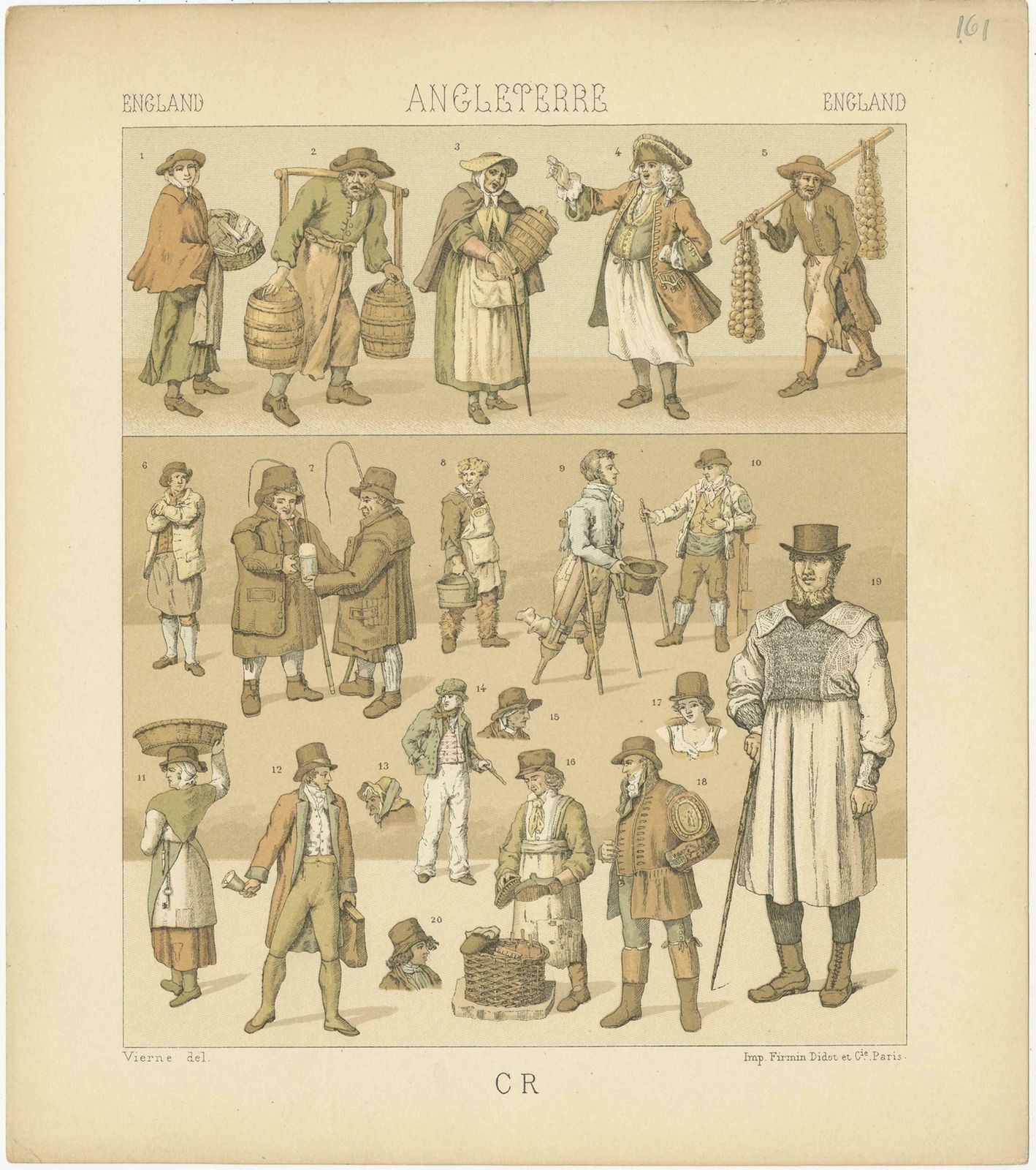 Pl. 161 Antique Print Of English Outfits By Racinet, 'Circa 1880' photo furniture