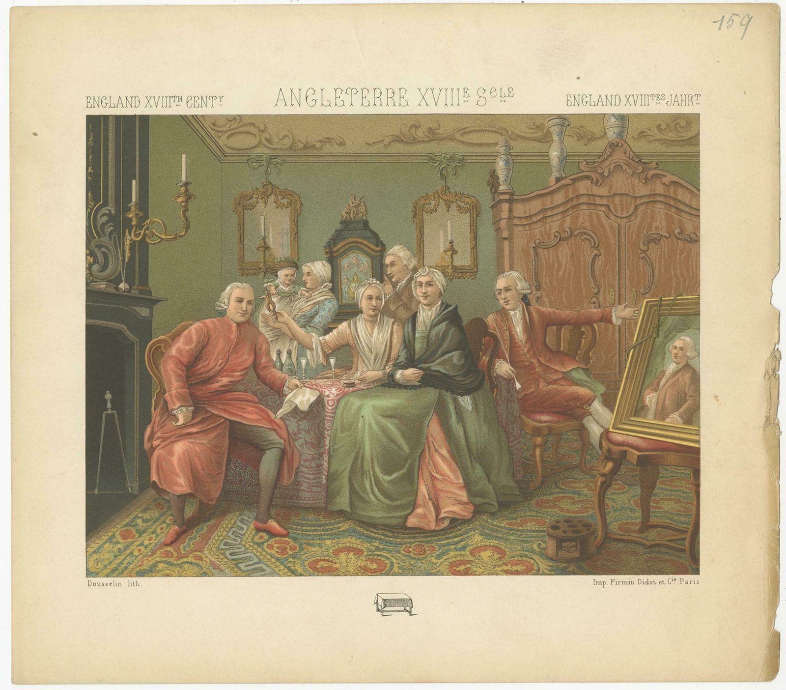 Pl. 159 Antique Print Of 18th Century English Costumes By Racinet, 'Circa 1880' £87.41 photo Art