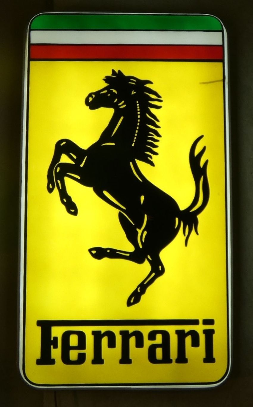 Ferrari Neon Sign In Acrylic Glass And Steel, 1978