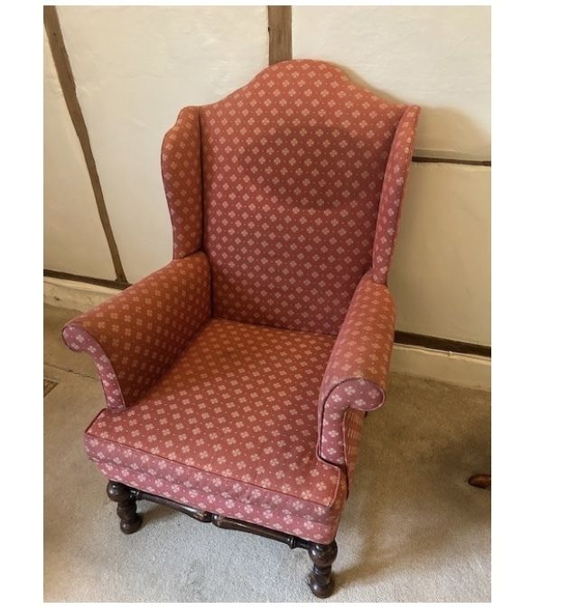 A Comfy Wing Back Armchairs Requiring Reupholstering Current Fabric Stained