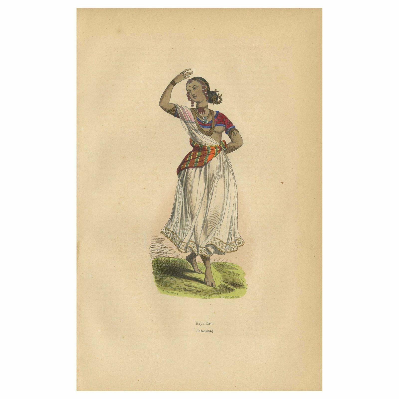 Antique Print Of A Bayadère By Wahlen '1843'
