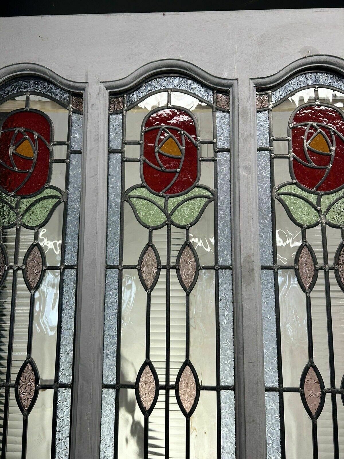 Large Edwardian Stained Glass Front Door Antique Period Reclaimed Old Leaded photo vintage