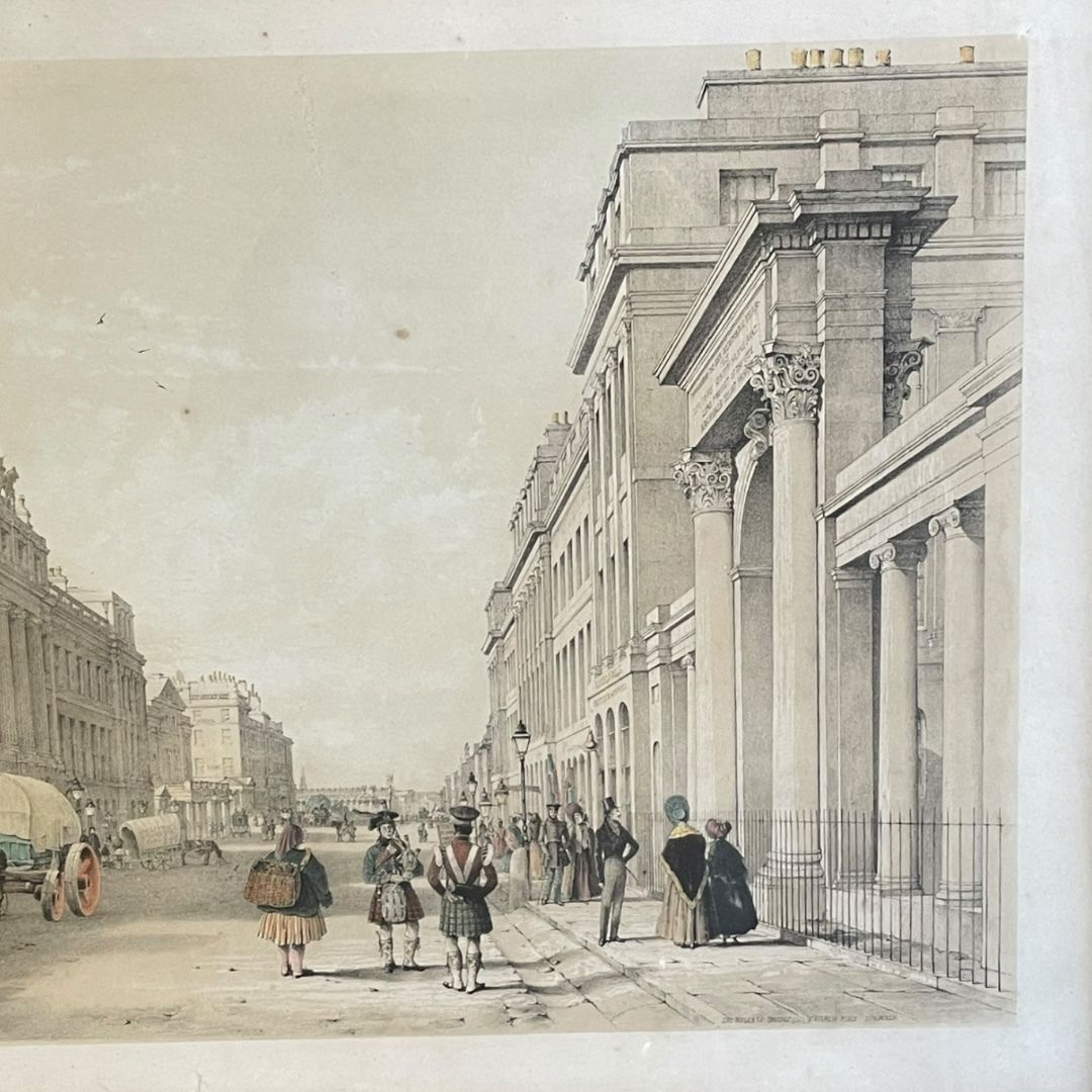 A C19th Hand Coloured Lithograph Of Edinburgh's Regent Bridge, Sw Swarbreck 1837 photo Art