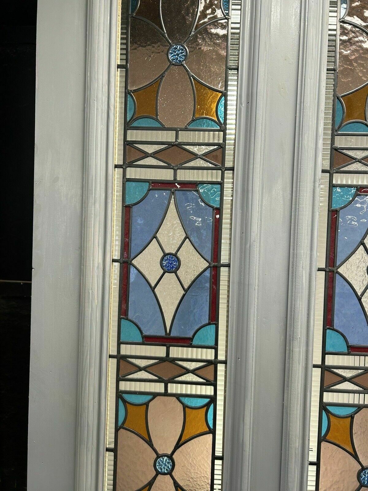 Huge Large Victorian Stained Glass Front Door Old Period Reclaim Antique Rebuilt photo 4307.0