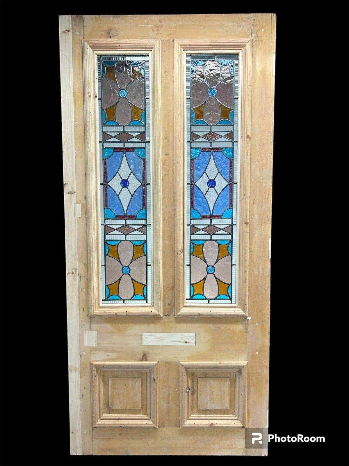 photo for sale Huge Large Victorian Stained Glass Front Door Old Period Reclaim Antique Rebuilt