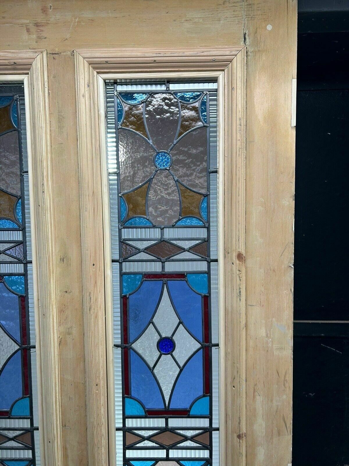 4307.0 Huge Large Victorian Stained Glass Front Door Old Period Reclaim Antique Rebuilt photo