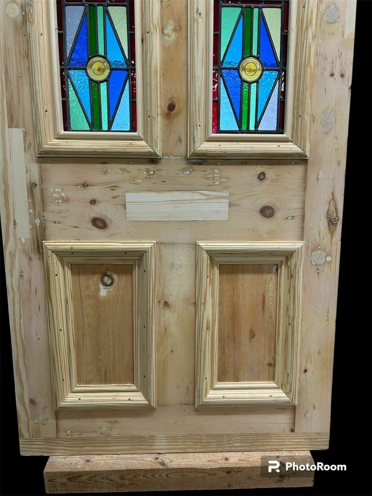 3245.0 Victorian Stained Glass Front Door Antique Period Reclaimed Leaded Painted Birds photo