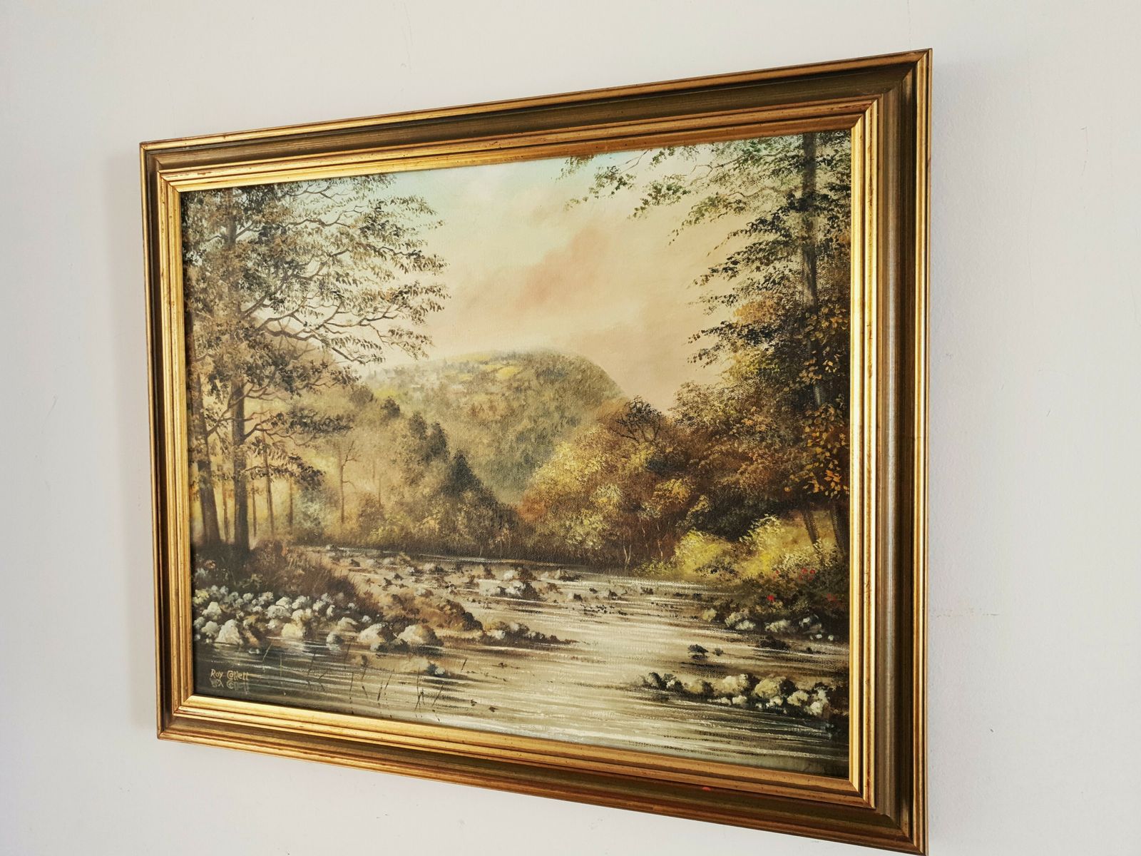 Large Oil On Canvas By Artist Roy Collett (B.1937) Of Lynton, Devon photo furniture