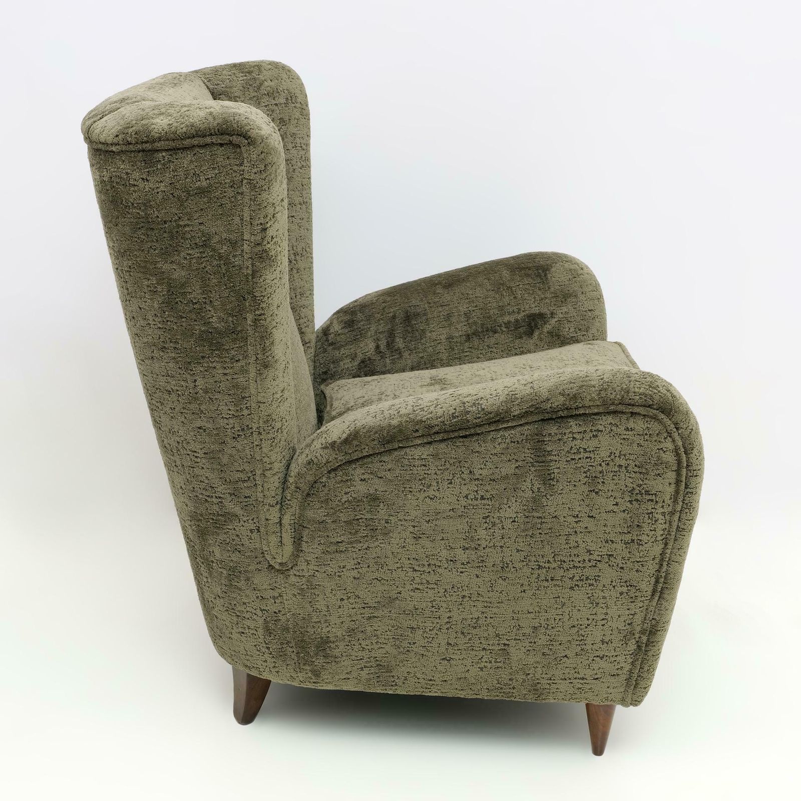 Paolo Buffa Mid Century Modern Italian Walnut And Coating Boucle Armchair, 1950s photo Furniture