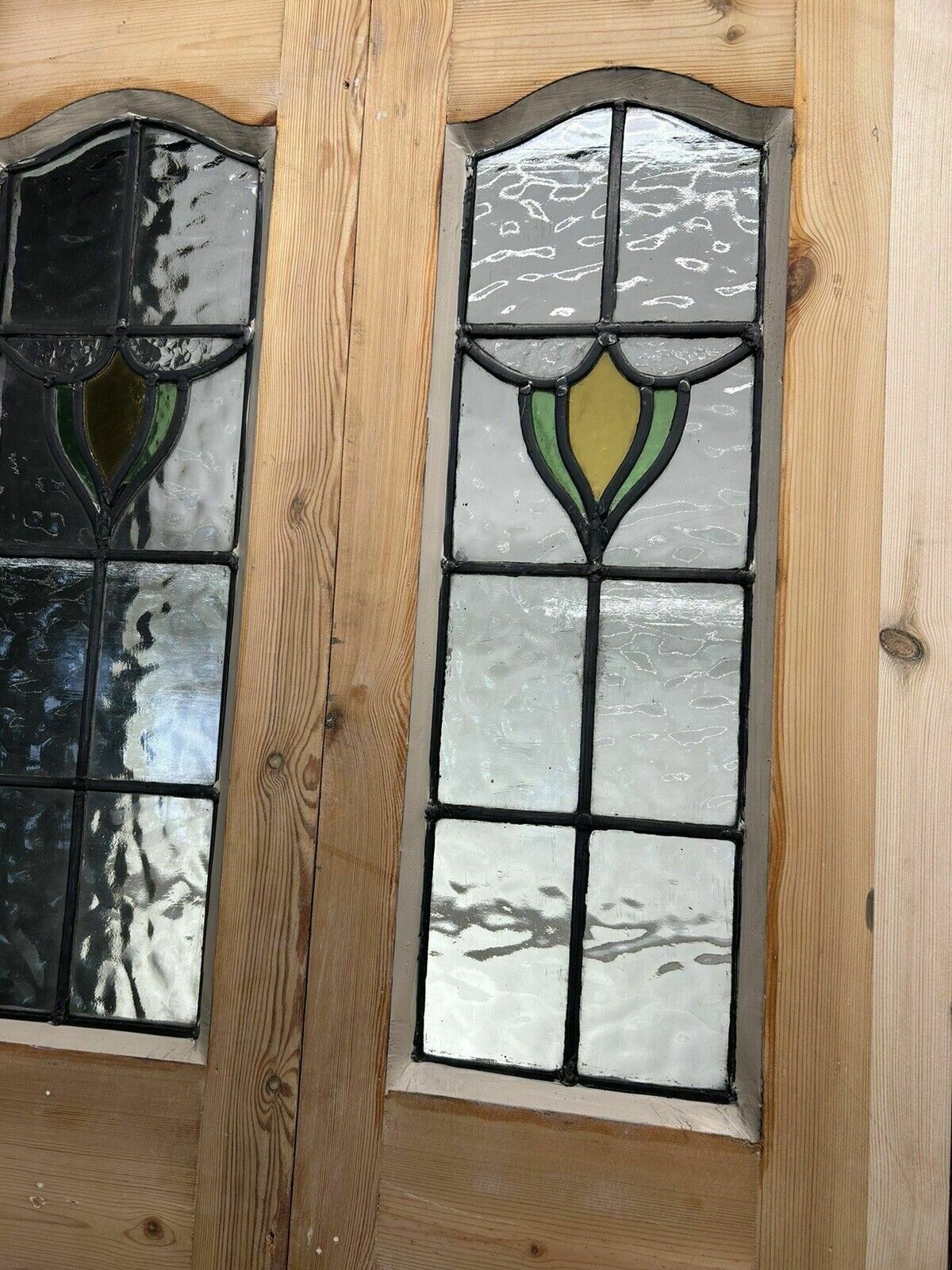 photo buy Edwardian Stained Glass Doors Antique Period Reclaimed Old French Double Leaded
