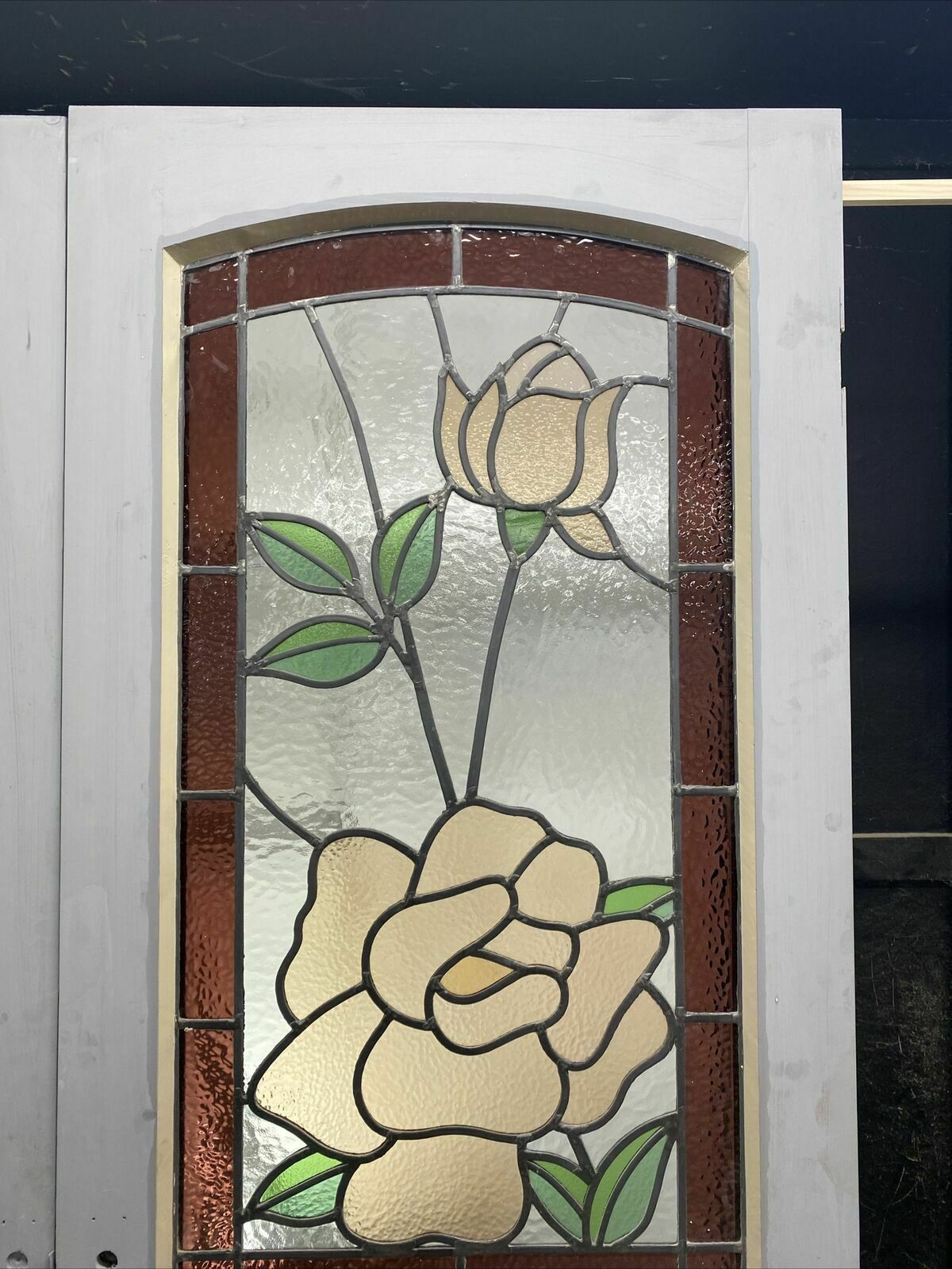 2183.0 Edwardian Stained Glass French Doors Antique Period Reclaimed Old Leaded Pine photo