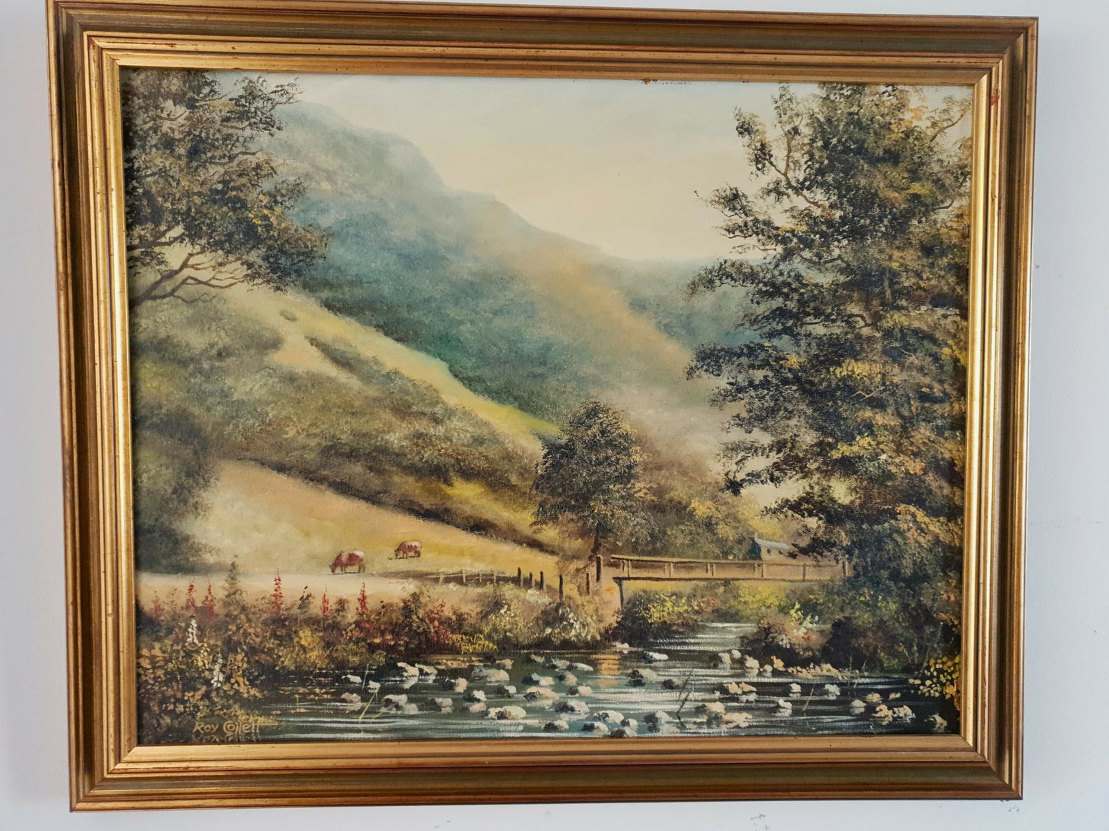 Large Oil On Canvas By Artist Roy Collett (B.1937) Of Watersmeet, Devon