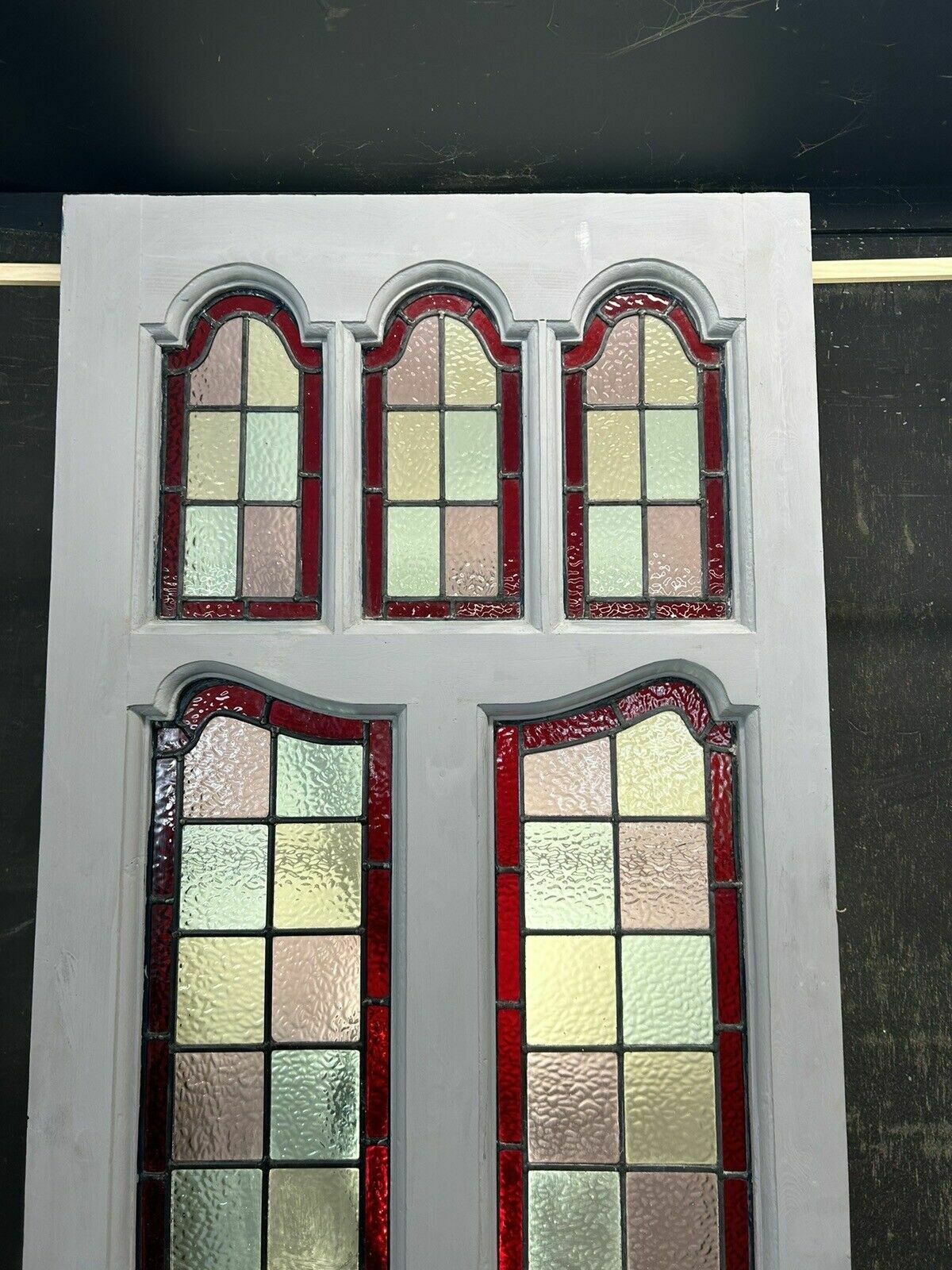 Edwardian Stained Glass Front Door Antique Period Hardwood Reclaimed Old Leaded photo furniture