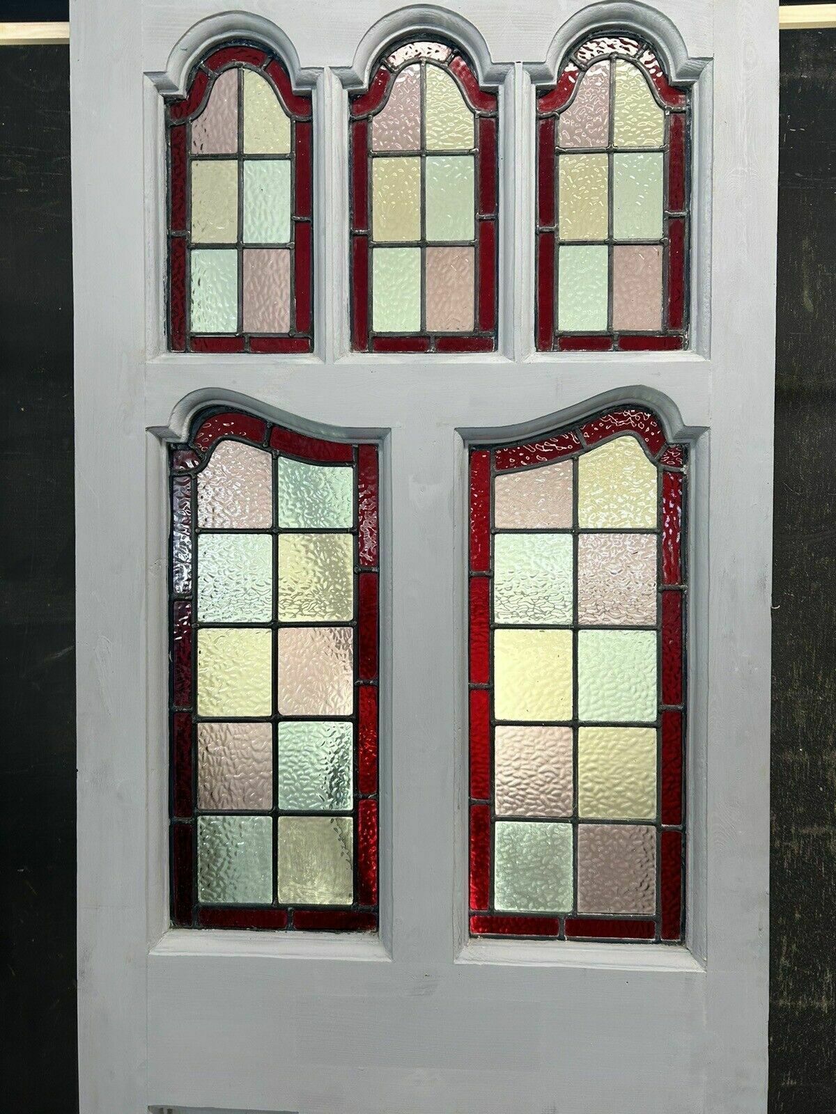 Edwardian Stained Glass Front Door Antique Period Hardwood Reclaimed Old Leaded photo for sale
