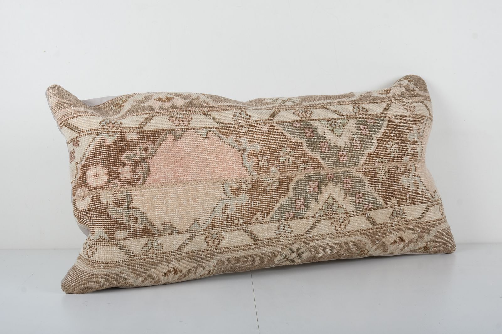Traditional Turkish Rug Pillow Cover, Ethnic Handmade Lumbar Bedding Cover, Carpet Soft Wool Pillow photo for sale