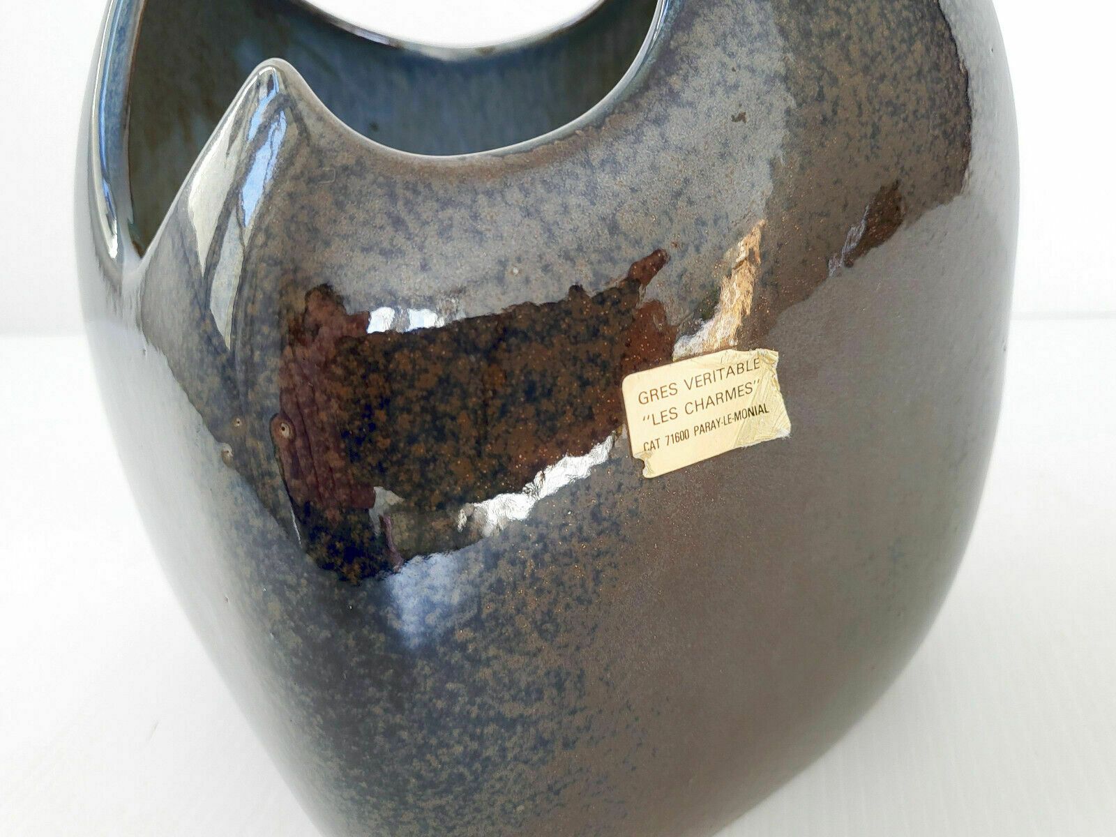 Vintage Vase 1970 In Ceramic Gres Les Charmes Paray Le Monia L 70s Retro 1970s photo furniture