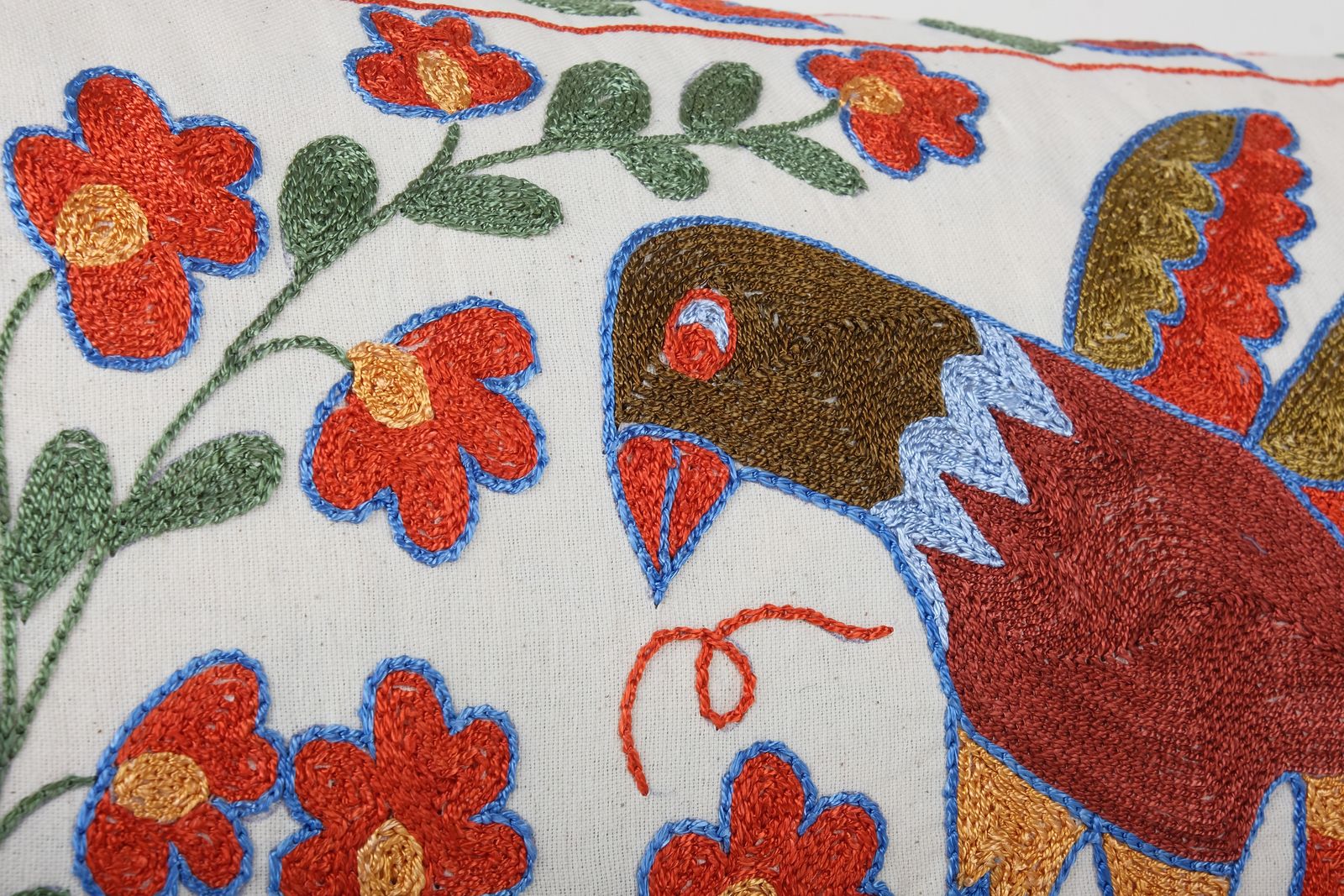 Tashkent Suzani Floral Bedding Pillow Case Made From A 19th Century Suzani   Animal Garden Hippie Long Pillow Case photo for sale