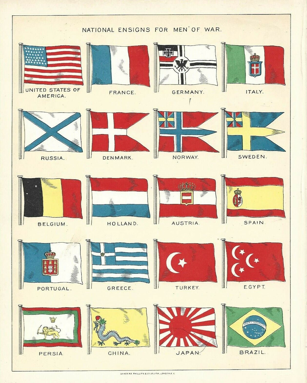 A Set Of Five Flags National Colours For Merchant Marine And More photo 85.0