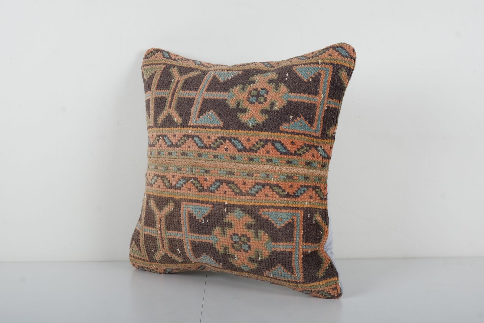 Muted Color Antique Carpet Pillow, Unique Soft Color Oushak Cover photo furniture