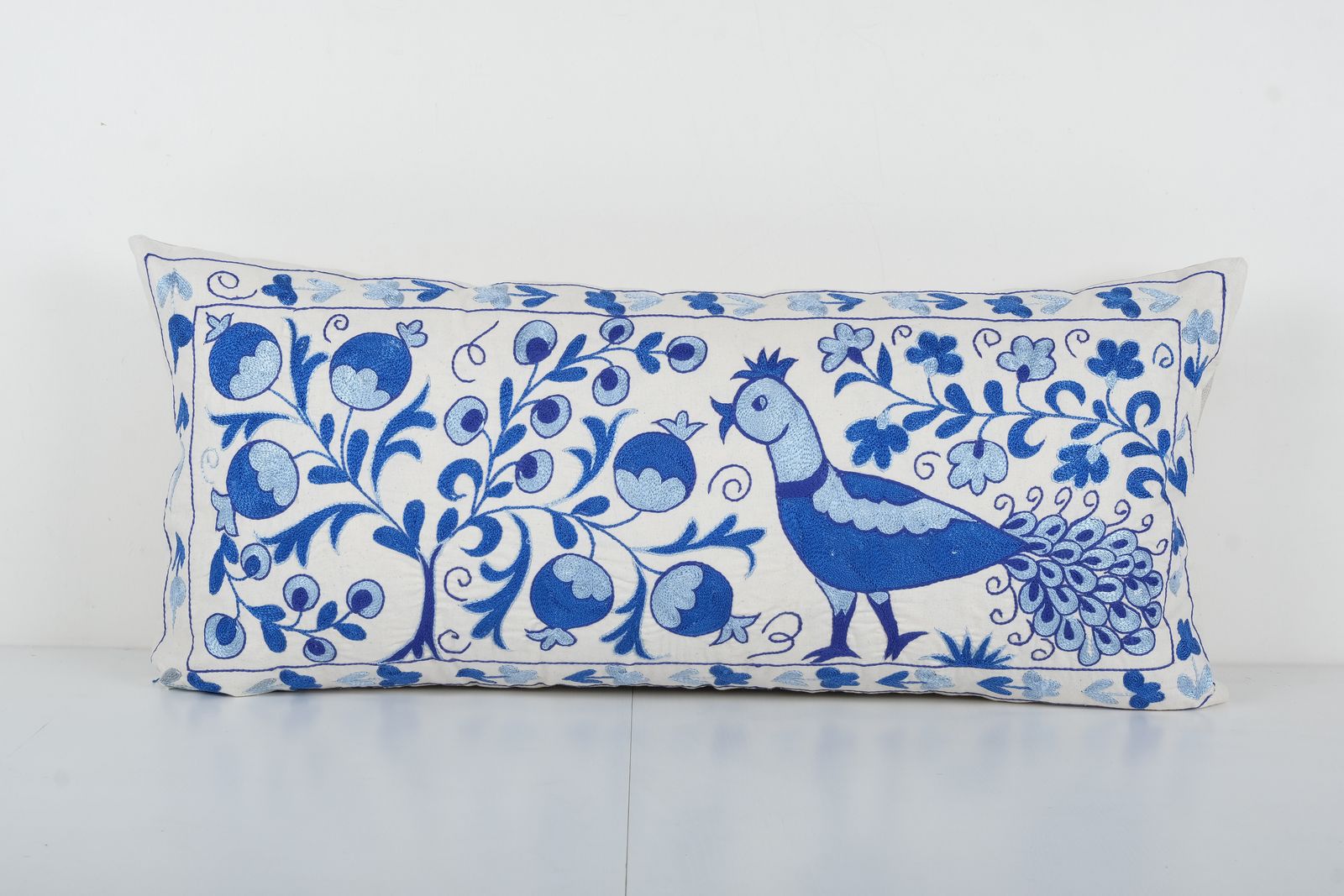 Tashkent Suzani Fish Pillow Sham: Handcrafted Bedding Accent From Uzbekistan   Tribal Lumbar Pillow