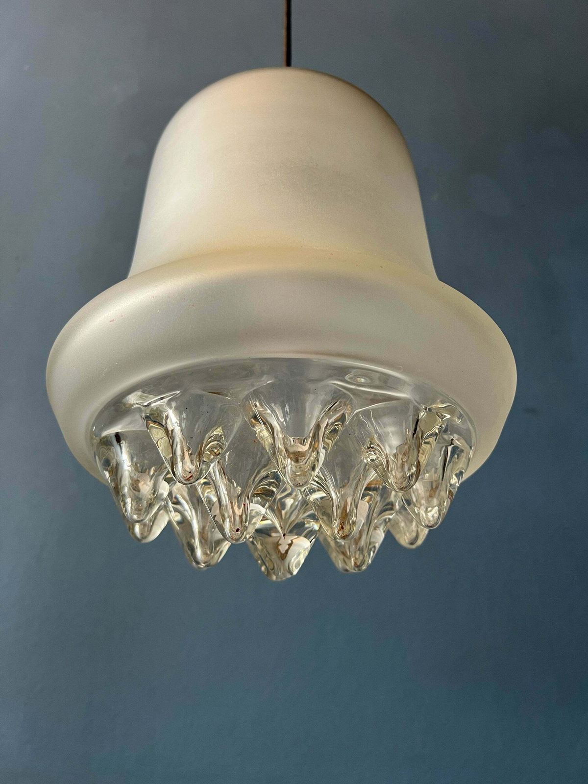 Mid Century Peill & Putzler Frosted Glass Pendant Lamp photo buy