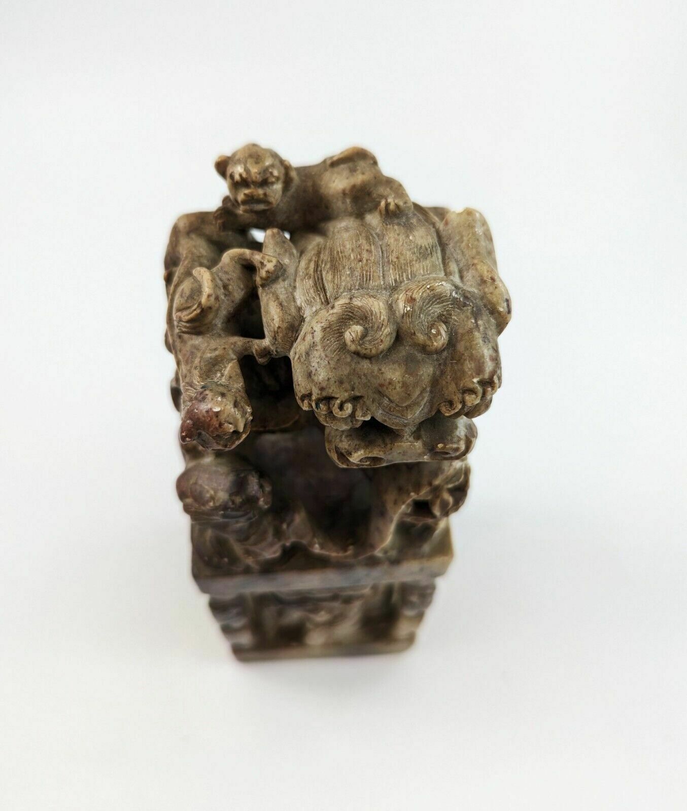Antique Pair Of Chinese Carved Stone Seals "Foo Dog" 19th Century photo vinterior