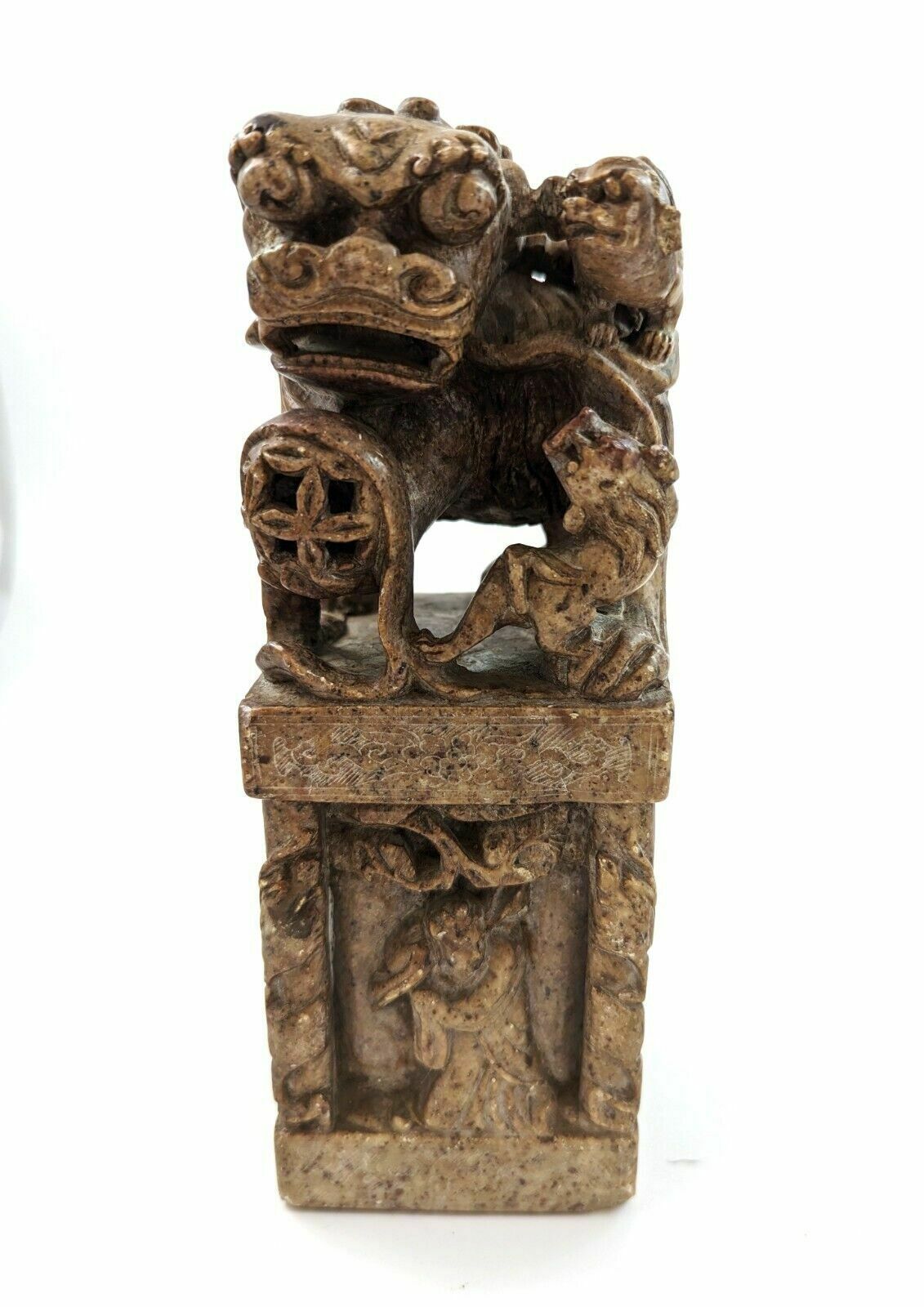 photo furniture Antique Pair Of Chinese Carved Stone Seals "Foo Dog" 19th Century