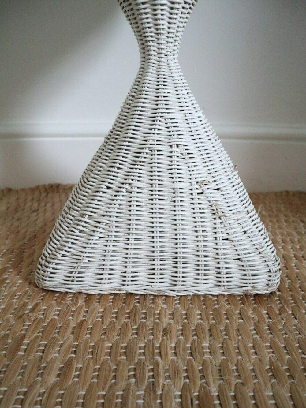 photo furniture White Wicker Pedestal Plant Stand
