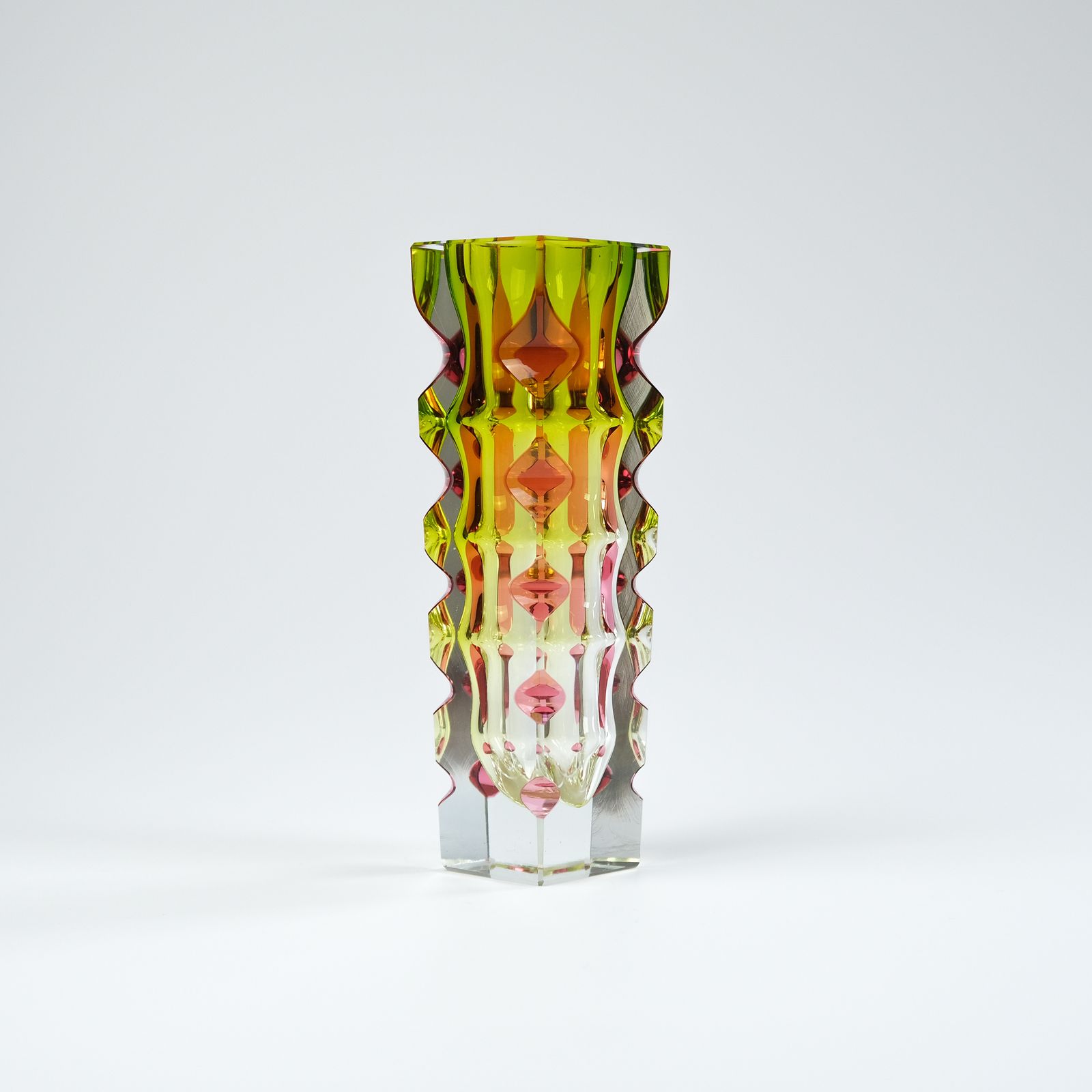 Oldrich Lipsky Cased & Cut Glass Vase For Novy Bor Exbor, Czechoslovakia C.1964 photo for sale