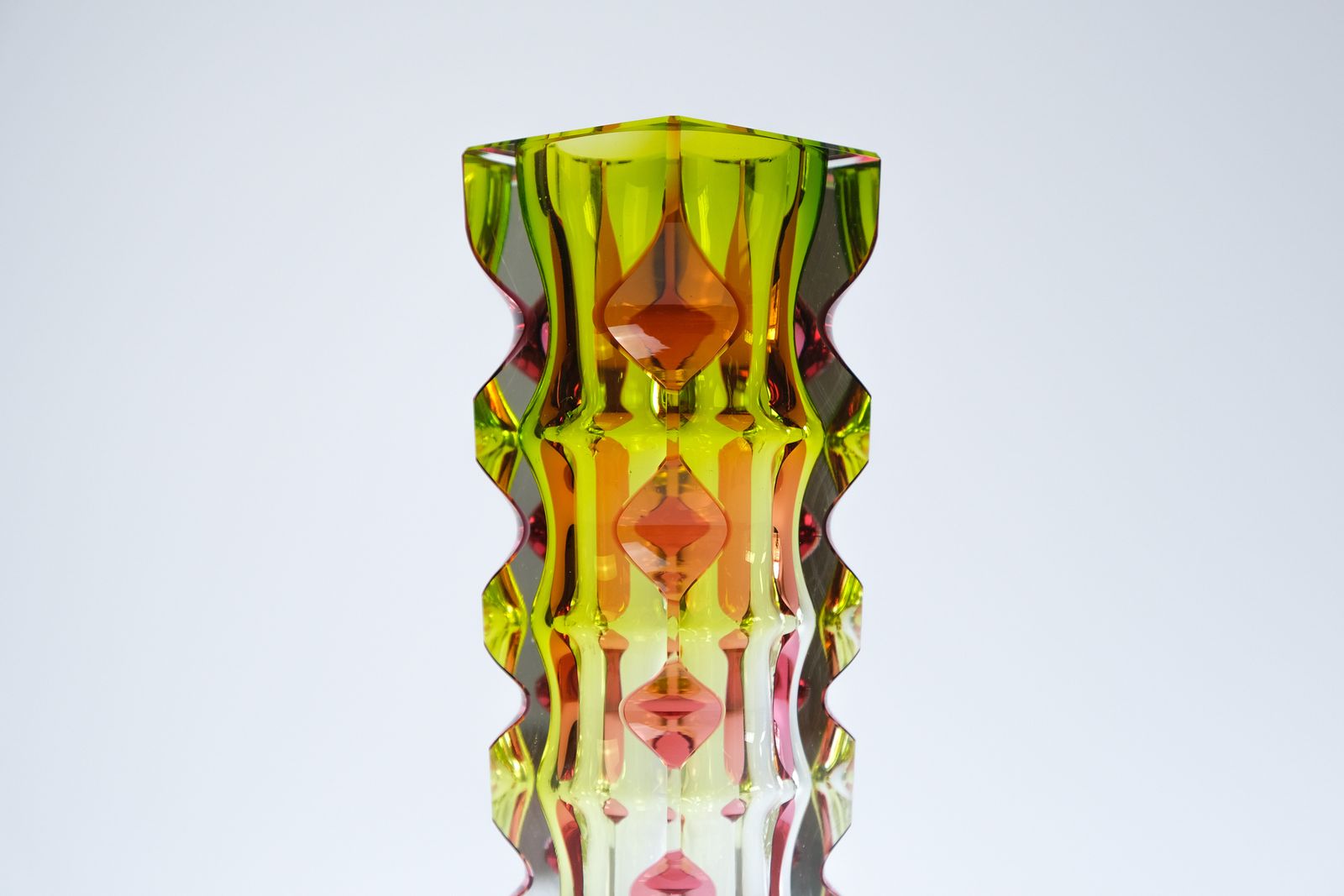 Oldrich Lipsky Cased & Cut Glass Vase For Novy Bor Exbor, Czechoslovakia C.1964 photo vinterior