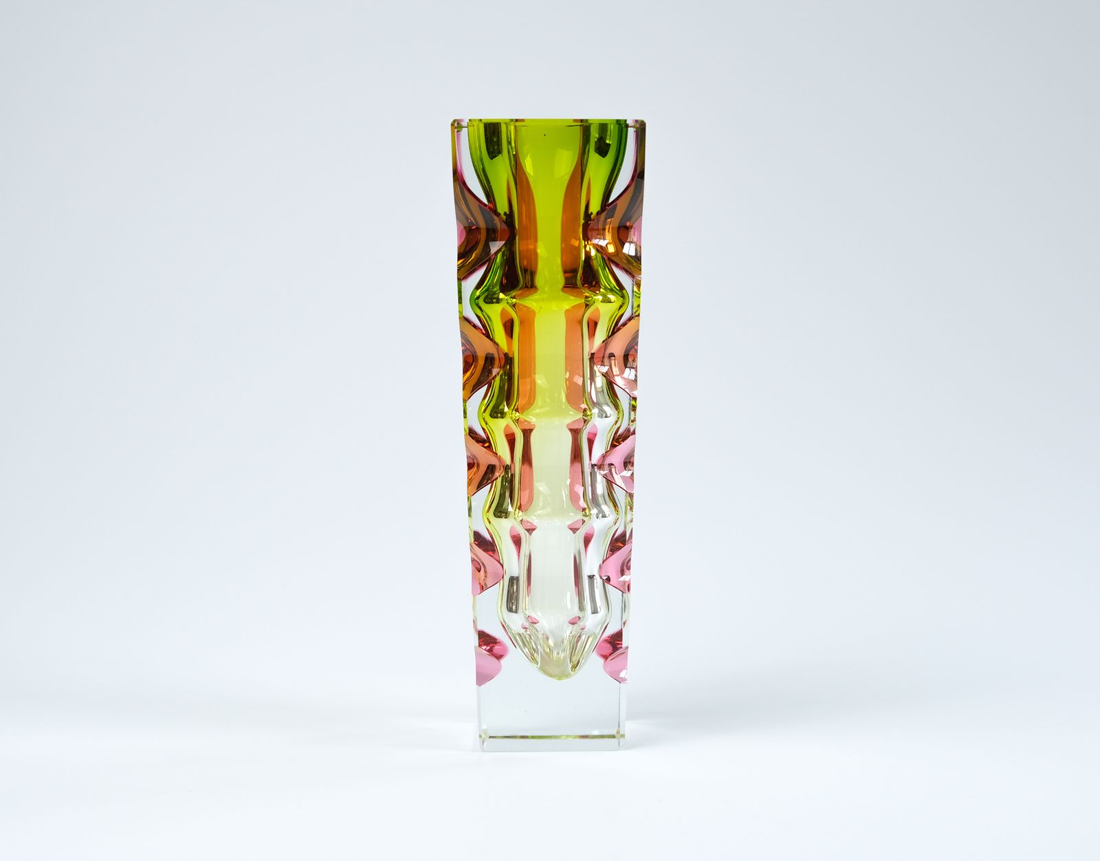 Oldrich Lipsky Cased & Cut Glass Vase For Novy Bor Exbor, Czechoslovakia C.1964 photo vintage