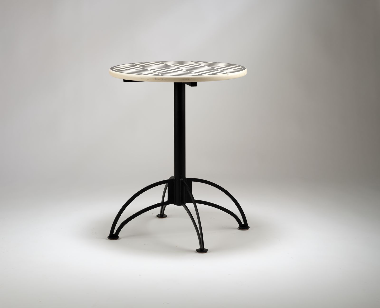 Delightful Hand Painted Geometric Bistro Tables, With Metal Base. England Circa 1980's photo furniture