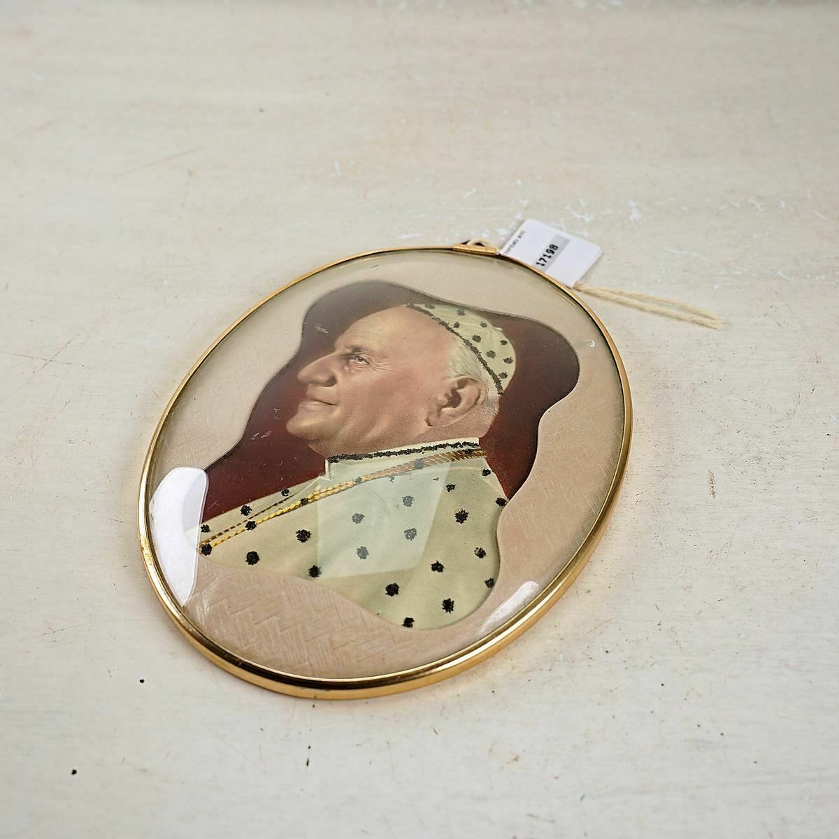 Oval Picture With Domed Glass, 1950s/60s, Good Pope