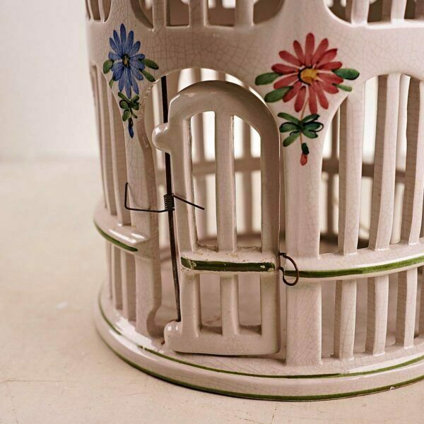 Vintage Ceramic Chandelier In The Shape Of A Birdhouse photo Lighting