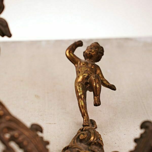 Pair Of Vintage Metal Appliques, Cherubs photo 93.0