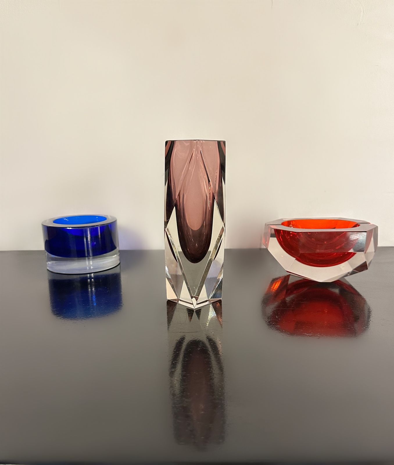 Mario Pinzoni For Seguso Vetri D'arte Venetian Glass Bowl, Blue And Lilac, 1965 photo Home Decor