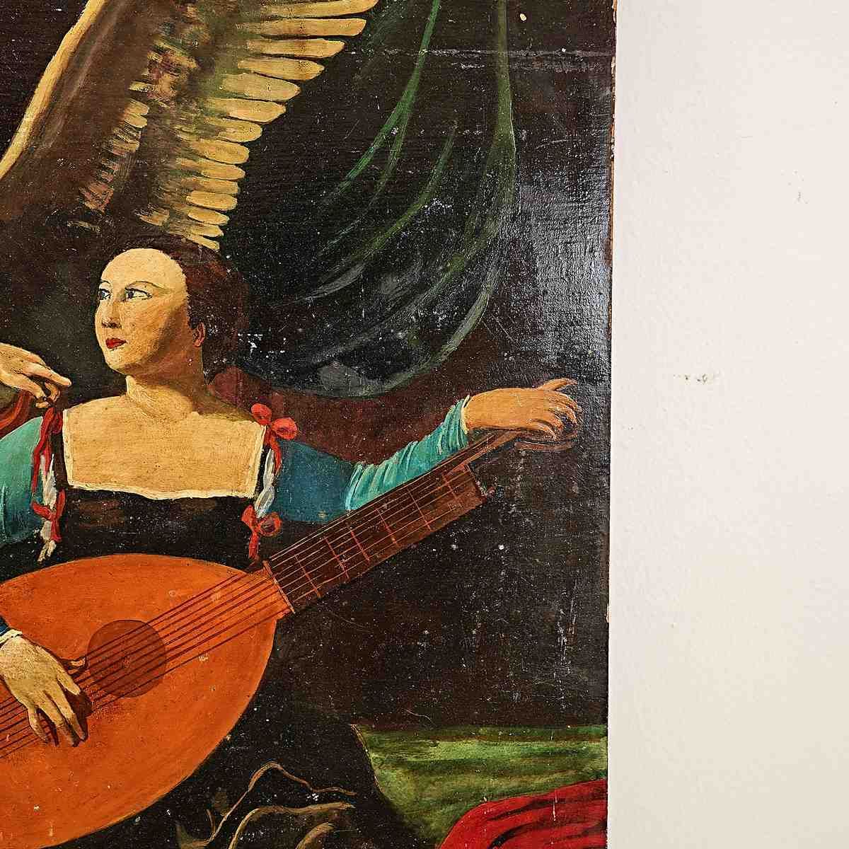Vintage Work Homage To Carlo Saraceni, Angel With Double Bass photo vintage