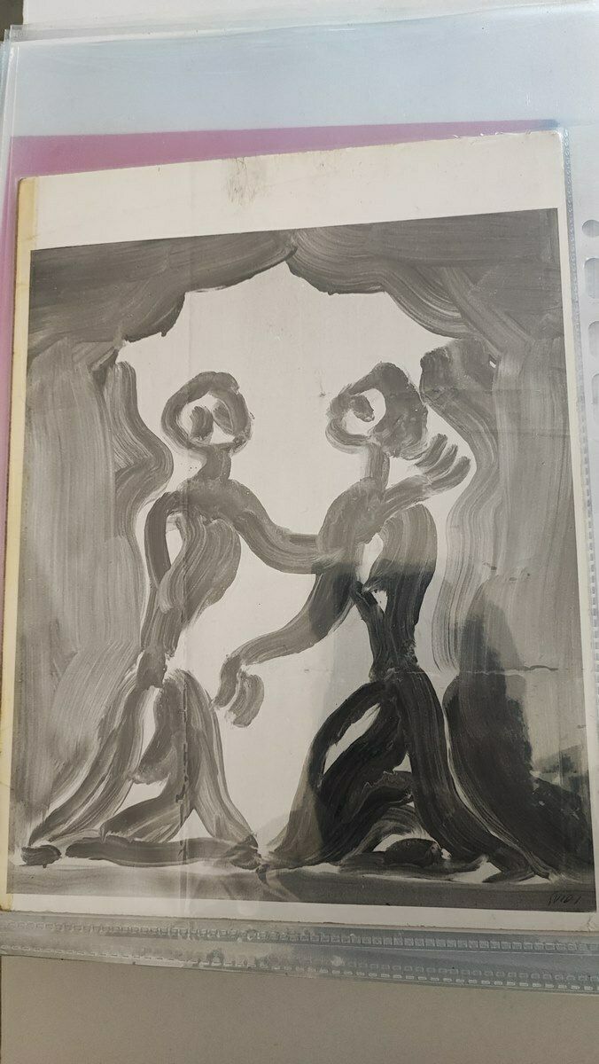 Work By Virgilio Guidi, Oil On Canvas From 1969, Meeting photo vintage