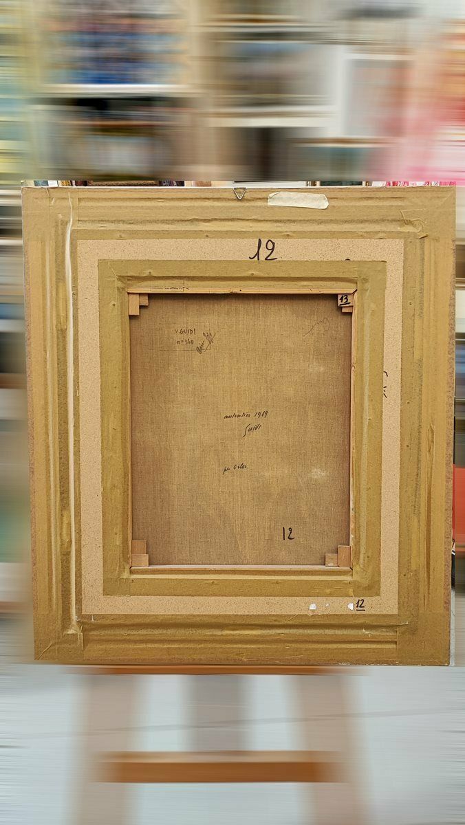 photo furniture Work By Virgilio Guidi, Oil On Canvas From 1969, Meeting