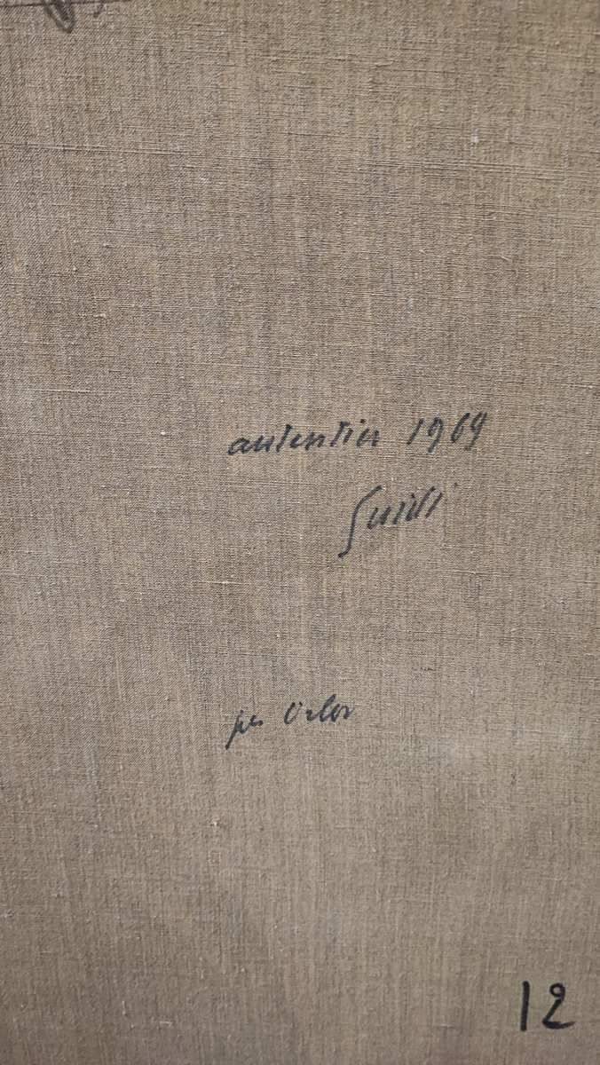 photo for sale Work By Virgilio Guidi, Oil On Canvas From 1969, Meeting