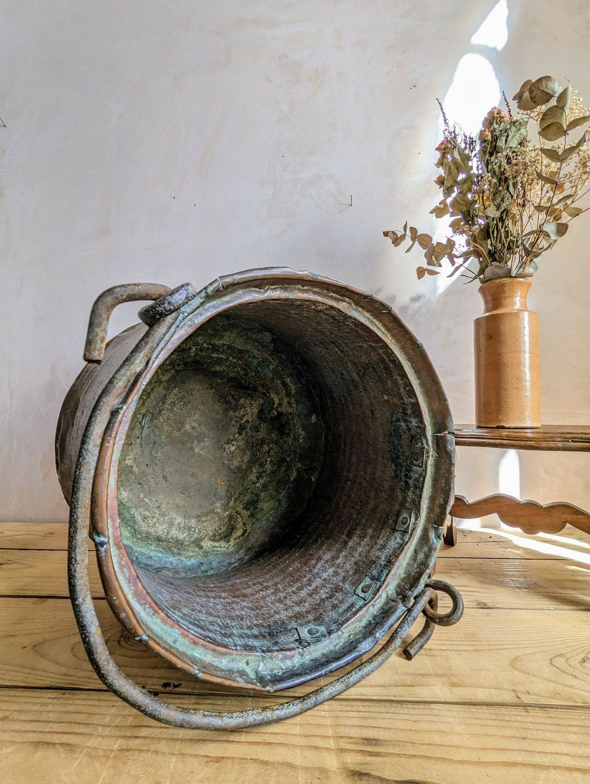 An Antique French Copper Milk Bucket Or Dairy Pail. photo Home Decor