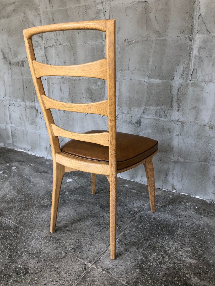 Art Deco French Oak Dining Chairs By Gaston Poisson, Set Of 5 photo vintage