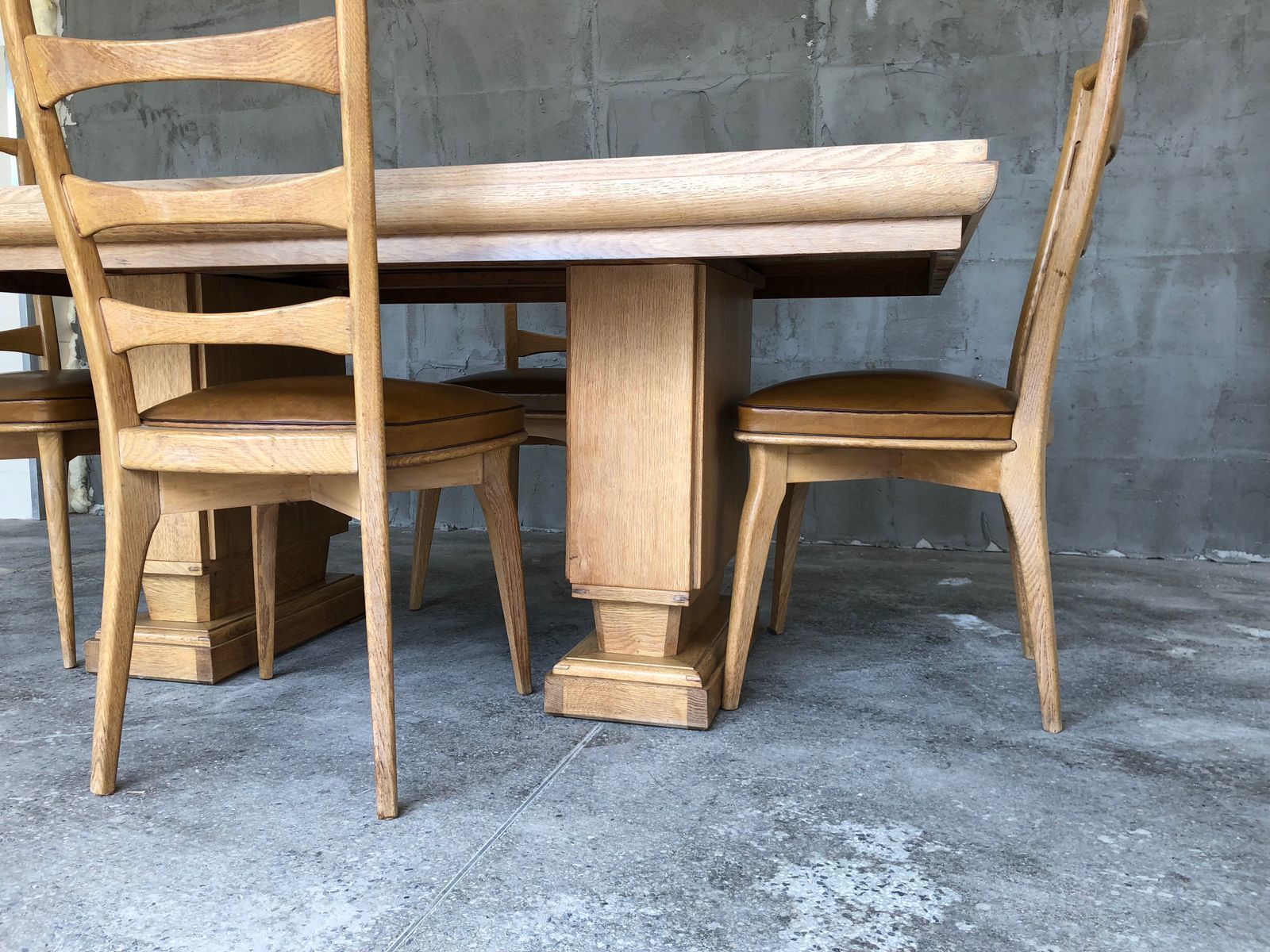 photo for sale Art Deco French Oak Dining Chairs By Gaston Poisson, Set Of 5
