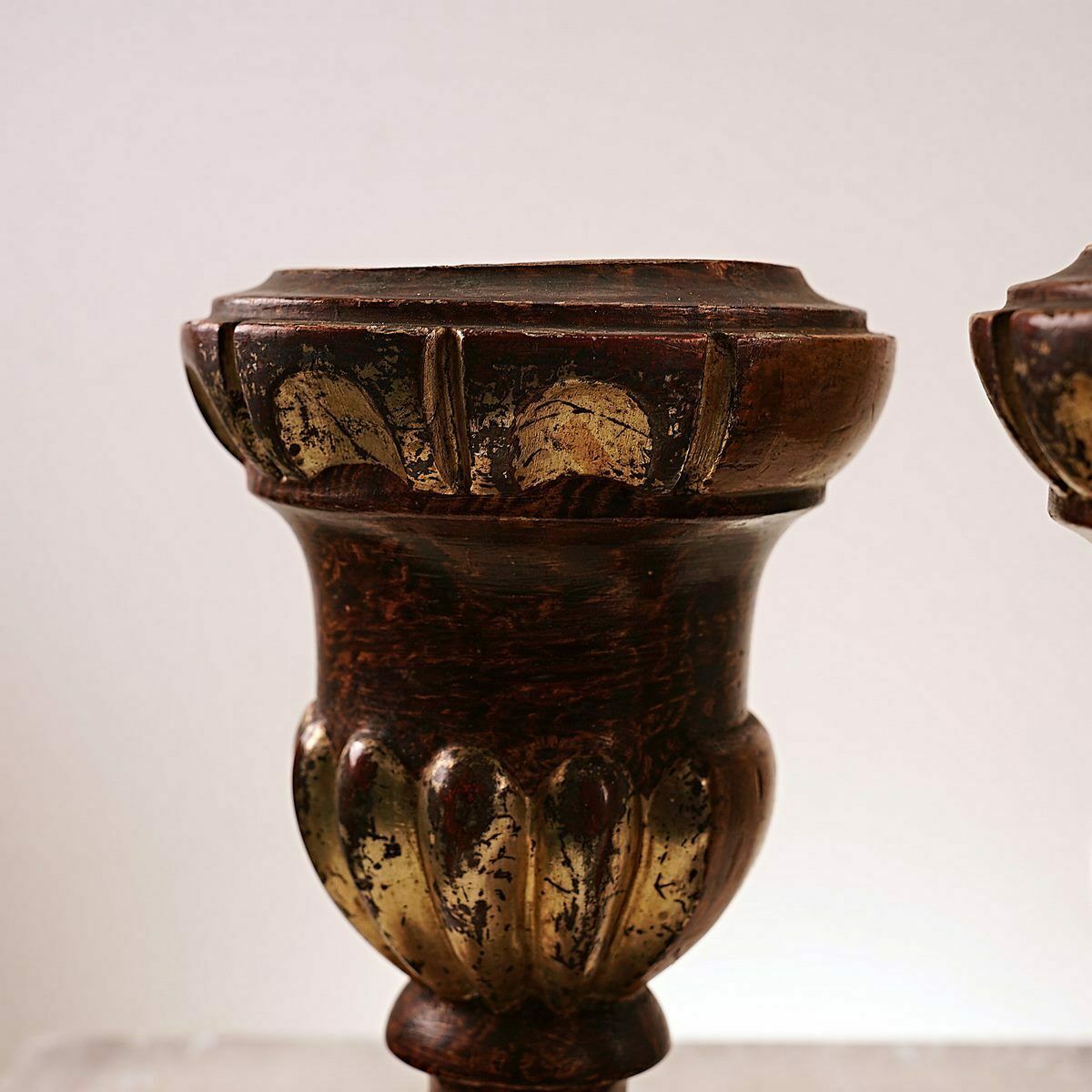 Pair Of Antique Wooden Candle Holders photo 583.0