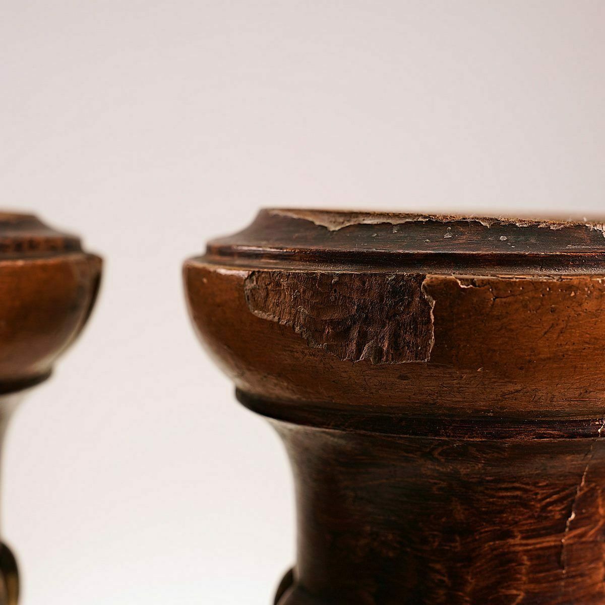 Pair Of Antique Wooden Candle Holders photo buy