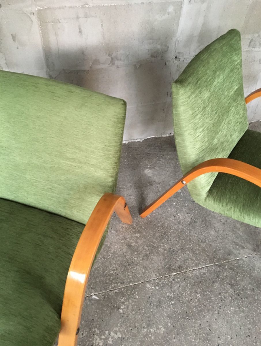 Mid Century French Bentwood Lounge Chairs By Hugues Steiner, Set Of 2 photo buy