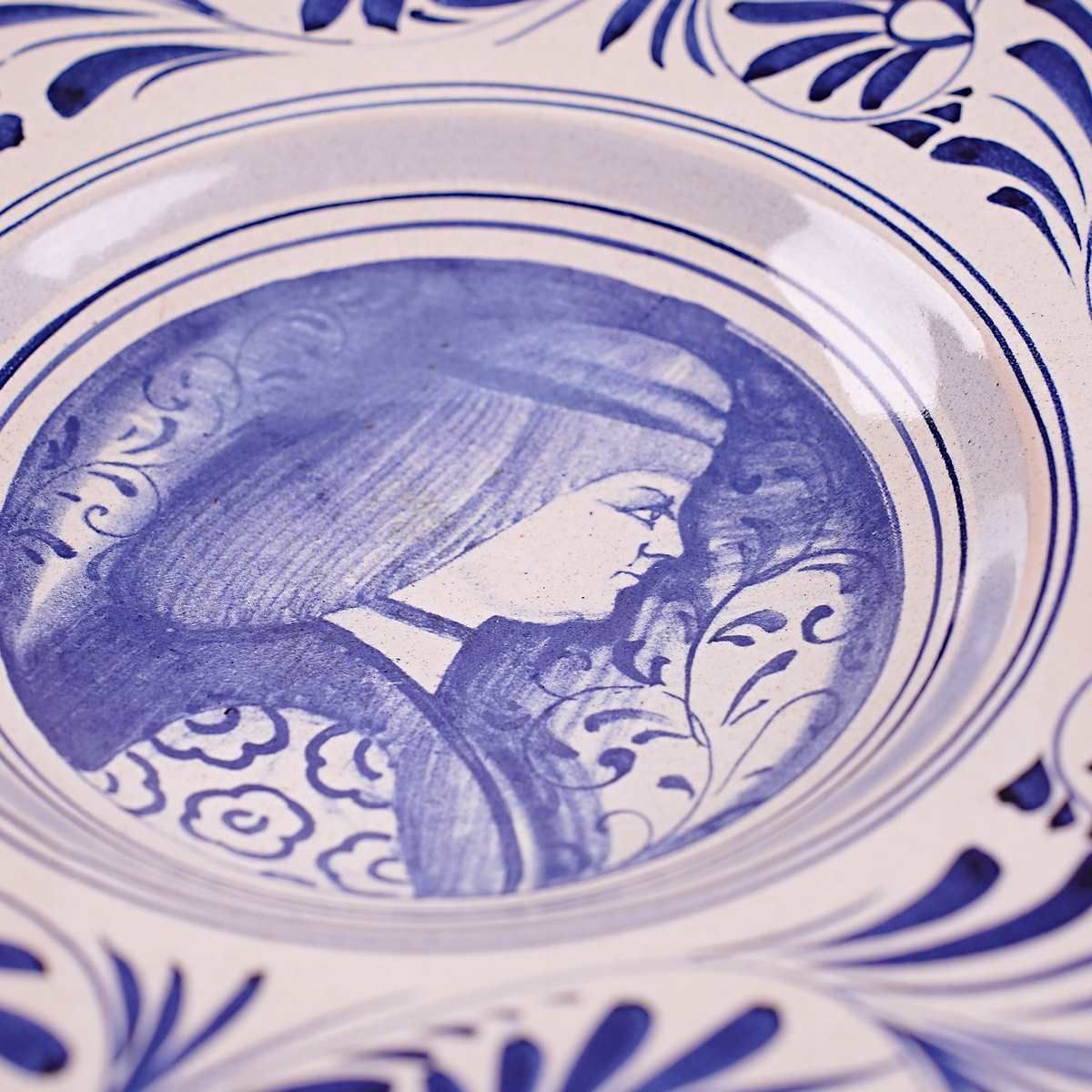 Vintage Plate With Female Figure In Glazed Terracotta, Soup Plate photo furniture