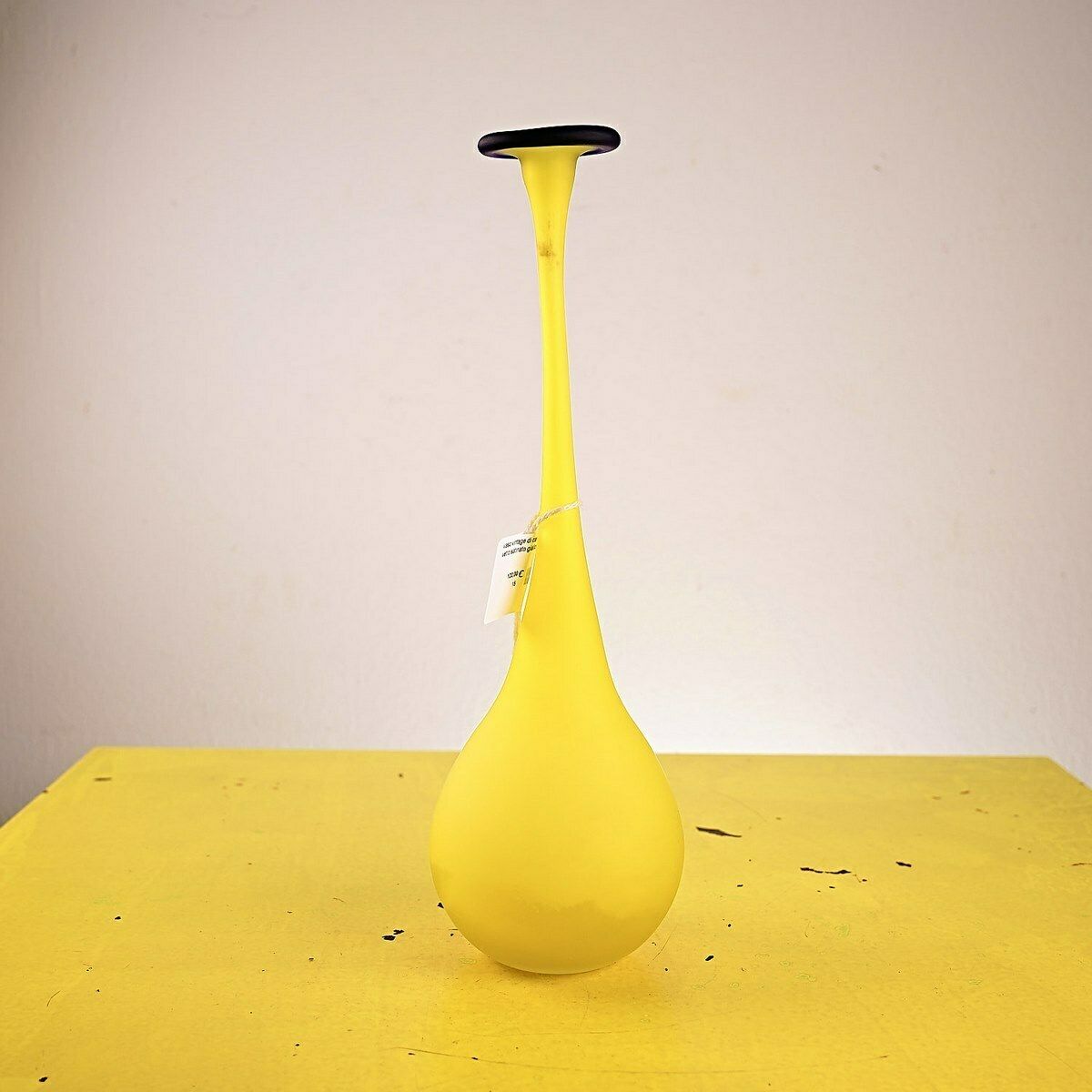 Vintage Vase By Carlo Moretti From The 70s In Yellow Satin Glass