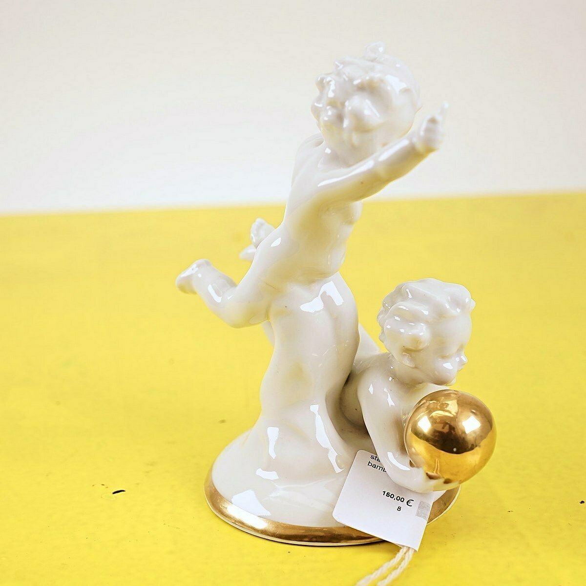 Capodimonte Children's Ceramic Figurine With Gold Ball photo furniture